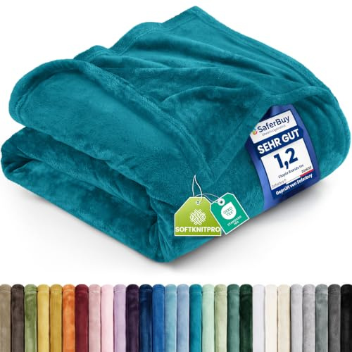 Utopia Bedding Queen Fleece Blanket 228x228cm 300GSM – Soft Fluffy Large Versatile Luxury Decorative Throw For Sofa, Bed & Settees – Cosy Breathable Warm Blanket, All Weather Gift, Turquoise