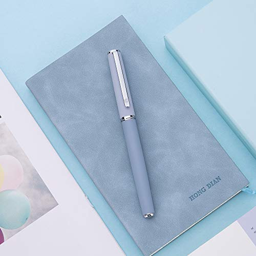 Hongdian 523 Morandi Series Fountain Pen, Blue Colour Iridium Extra Fine Nib Ink Pen with Metal Pen Case