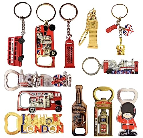 Magnet 12 x I Love London Keyrings British England Key chain Union Jack Souvenirs Bottle Opener Fridge Keyholders London Souvenir Gift
