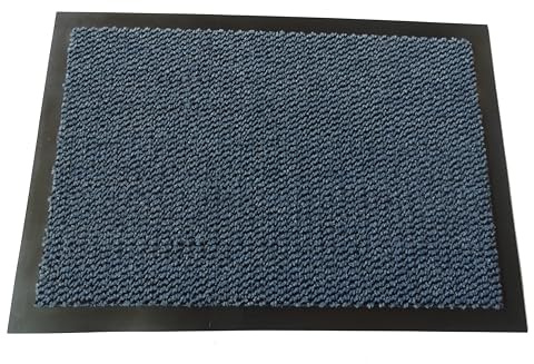MERTEX Zeitlose Schmutzfangmatte Türmatte Sauberlauf Schmutzmatte Fußabstreifer für Flur Eingangsbereich Haustür innen und außen (blau-schwarz meliert 90 x 250 cm)