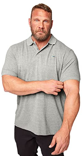 BadRhino Big & Tall Marl Core Polo Shirt - Men's - Plus Size Curve Grey