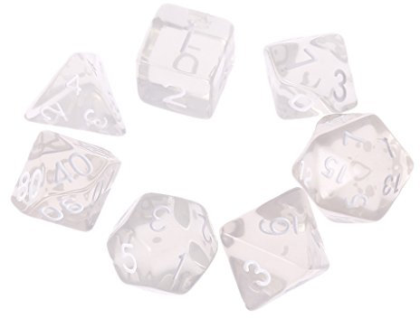 Ocobudbxw Set di Dadi poliedrici a 7 Lati per Rpg DND D&D D4-D20 Clear
