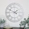 Melody Maison Large Silver Roman Numerals Garden Wall Clock for Living Room, Office, Bedroom, Kitchen | Indoor & Outdoor | Decor Vintage Decorative Giant Open Face Metal | Quiet Ticking