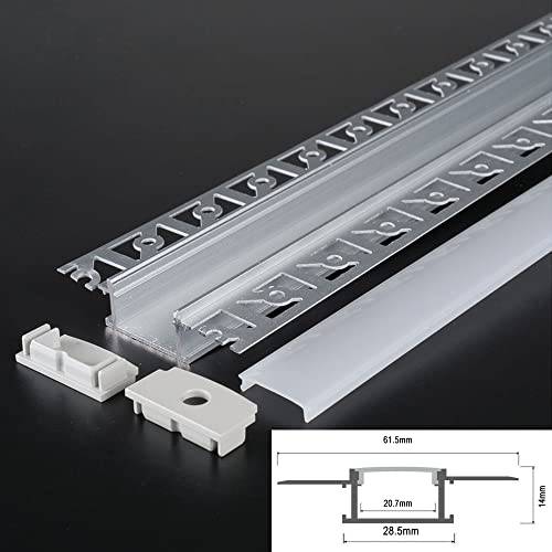 ENERGMiX 2m LED Alu Profile Schiene Unterputz Profil mit Milchglas Abdeckung Kanal System für LED-Streifen Profil P