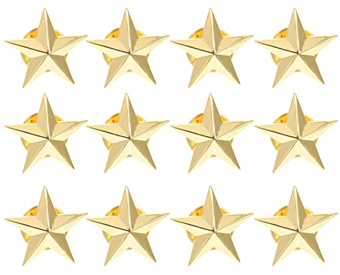 12 Stücke Stern Brosche Metall Stern Abzeichen Anstecknadel Veterans Day Anstecker Badge Pins für Damen Herren Kleidung Anzug Hut Kostüm Dekoration S
