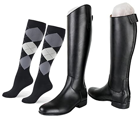 LEBEE Stivali da Equitazione Stivali Lunghi Moda all'aperto Scarpe Piatte Antiscivolo Leggere e comode Stivali da Equitazione Forniture equestri,Black-44