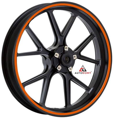 Autodomy Motorrad Felgenaufkleber Komplettset für 2 Räder 15 bis 19 Zoll | Felgen Aufkleber Motorrad Tuning Circular Sport Design | Felgenaufkleber Motorrad Racing Design (Orange, Breite 10 mm)