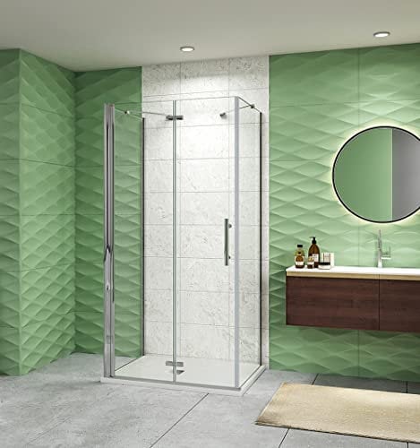 Acezanble Duschkabine U-FORM Duschabtrennung U-Kabine 120x90x90cm Dusche Duschtür 6mm Nano Glas Drehtür H195cm