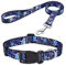 Mihqy Hundehalsband und Leine Set, Verstellbares, Weich & Komfort Nylon Hunde Halsband für Kleine Mittlere Große Hunde Welpen Katzen(Blumen Blau Set,L)