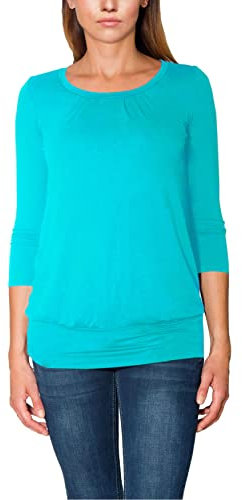 Alkato Damen Viskose Shirt 3/4 Arm Longshirt Top, Farbe: Türkis, Größe: XXL