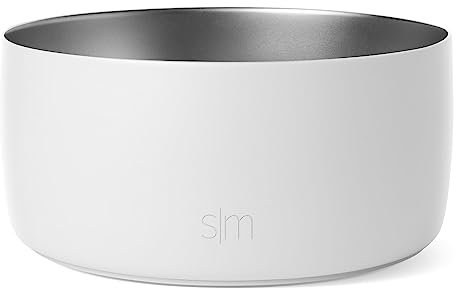Simple Modern Stainless Steel Pet Water Bowl for Dogs & Cats | Reusable Insulated Stainless Steel Food Bowls for Dog Cat | No Tip No Slip BPA Free | Bentley Collection | Large (64oz) | Winter White