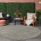 Jimri In- & Outdoor Teppich - Wetterfester Teppich für Balkon, Terrasse, Garten, Wohnzimmer, Küche - Strapazierfähiger Bodenteppich, Widersteht UV-Strahlen & Wasser - Größe 160 cm Rund, Silber