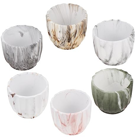 Cabilock 6pièces Pots à Plantes Céramique Design Marbré pour Succulentes Décoration De Bureau Élégante Et Fraîche Idéale pour Intérieur Et Jardin