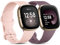 CeMiKa 2 Pack Bracelet Compatible avec Fitbit Versa 3/Sense, Réglable Sport de Remplacement Souple, Rose Sables Violet Fumé