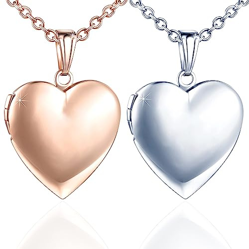 GENSMILE Herz-Freundschafts-Anhänger-Halskette mit Bild – Foto-Kette, personalisiertes Geschenk, Schmuck-Halskette für Mädchen und Jungen, Kette mit Foto-Amulett zum Öffnen, Erinnerungsanhänger