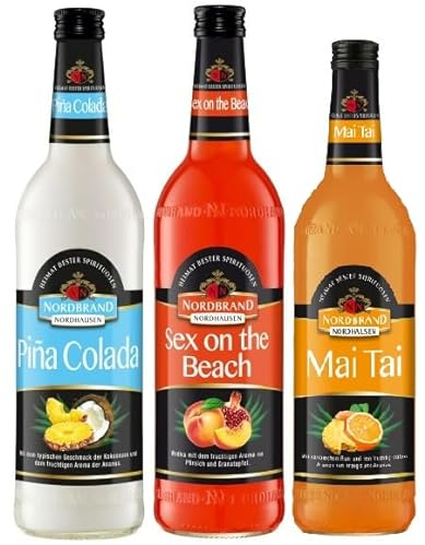 3 Flaschen Nordbrand Mix a 0,7 L 15% vol. Mix aus 3 Sorten 1x Mai Tai, 1x Sex on the Beach,1 x Pina Colada