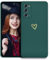 POUHYE Handyhülle für Samsung Galaxy S20 Hülle, Soft Silikon Case mit Herz, Kameraschutz und Bildschirmschutz, Ultra Dünn Stoßfest Anti-Rutsch Schutzhülle für Samsung Galaxy S20 Dunkelgrün