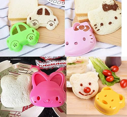 Bread Sandwich Maker Mold Sandwich Cookie Cutter for Kids -DIY Cartoon Cat,Bear Mouse Car Shape Cookie Cutter Lunch Lunchbox Bento Box of Childrens Boys Girls(4 Inch Long)