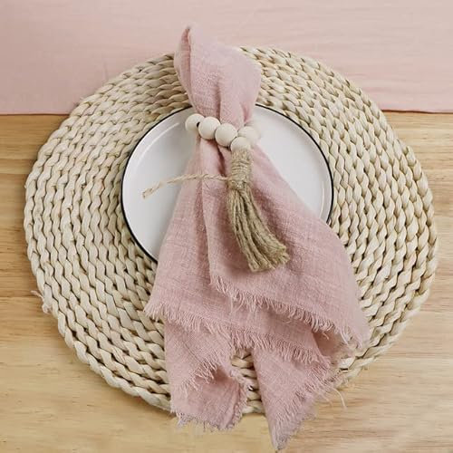 Serviettes de table en gaze de coton rose 32x32cm, 24 pièces, torchon réutilisable, décor de Table de fête de mariage, de noël, bavures rétro
