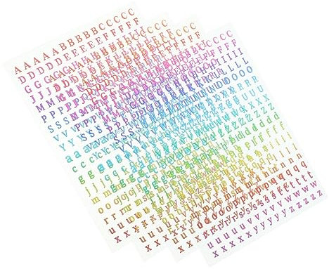 TOPPERFUN 4sheets Rainbow Nail Stickers Letter Nail Art Stencils Self-Adhesive Alphabet Sticker Decals for DIY