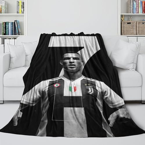 REIPOL Ronaldo Flanell Decke - Fußball Pelzige Und Gemütliche Decke Für Weihnachten Geburtstag Hochzeit Geschenkidee - Sofa Bett Stuhl Krippe Dekor - Decke Für Kinder Und Erwachsene(127x152cm)