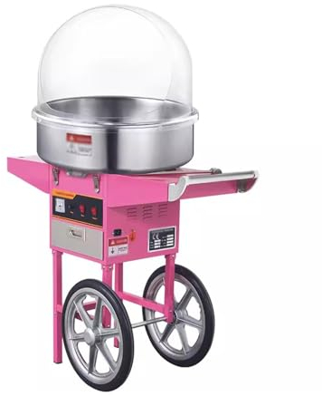 Zuckerwattemaschine Elektrische Zuckerwattemaschine mit Wagen, 1000 W, kommerzieller Zahnseidemacher mit Edelstahlschüssel, Schaufel und Schublade Zubehör für Zuckerwattemaschinen