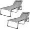 KingCamp Übergroße Sonnenliege Klappbar 5-Fach Verstellbar Gartenliege Liegestuhl Dreibeinliege Liege Campingliege mit Kopfkissen und Seitentasche bis 2000 kg für Garten Urlaub Strand Pool 200 x 68 cm