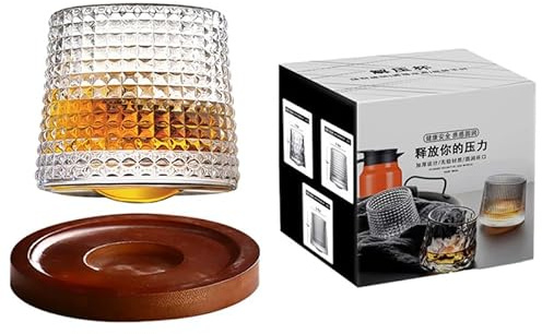 Soulnioi Whiskyglas, Cocktailglas, 160 ml, mit Holzsockel, altmodische Gläser, Kristallglas, Likör, Wodka, Bourbon-Gläser für Bar, Geschenke für Männer, B