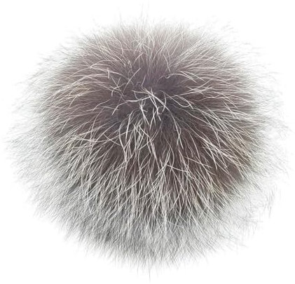 Wisafory Fuchs Pelz Pompon Ball Fellbommel Bommelbälle Bommel Flauschige Pom Pon Fuchs Plüschbälle Fellpompon zum Basteln Bommeln Zubehör für Mützen Beanies und Tasche Grau Weiß