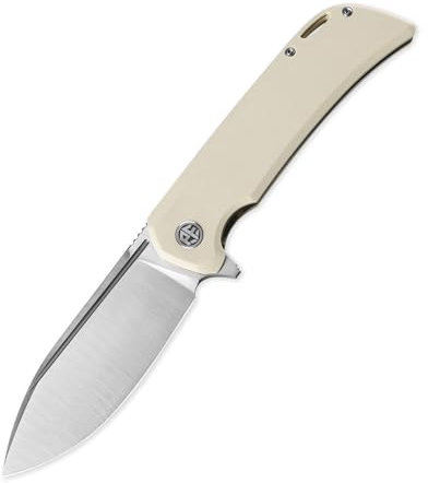Petrified fish PFB05 Klappmesser, 3.86 14C28N Stahl Klinge G10 Griff EDC Taschenmesser (White Satin)