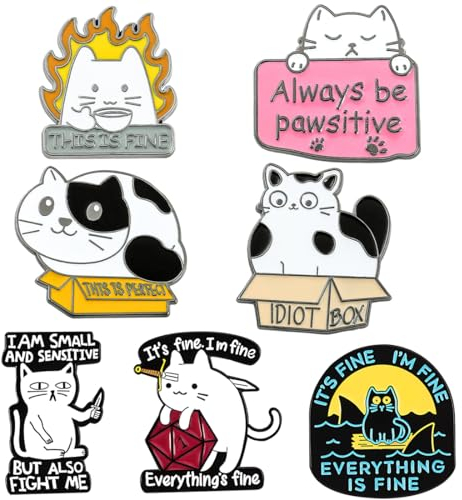 HSIXHAF 7 pcs Broche Pin en Métal en Émail, Chat Émail Broches Amusants, Epingle à Badge en Métal Alphabet du Chat, pour Vêtements Sacs Vestes Accessoire DIY Artisanat