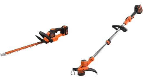 BLACK+DECKER Taille-Haies Electrique sans Fil 36V 55 cm avec Batterie 2,5 Ah & Coupe-Bordures Automatique - 36V - 33 cm - Transmission Directe E-Drive