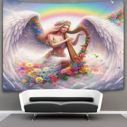 SFGHRT 3D Druck Engel Wandteppich Wandteppich Aesthetic Christentum Wandteppiche Wand Teppiche Tapestry,für Schlafzimmer,Dekorationen Stranddecke College Dorm 150cmx200cm