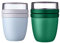 Mepal | Lunchpot Ellipse Mixed | Old Nordic Blue + Vivid Green | Müslibecher to go | Unterteilung für Joghurt & Müsli | 500 ml + 200 ml | Geeignet für Gefrierschrank, Mikrowelle & Spülmaschine