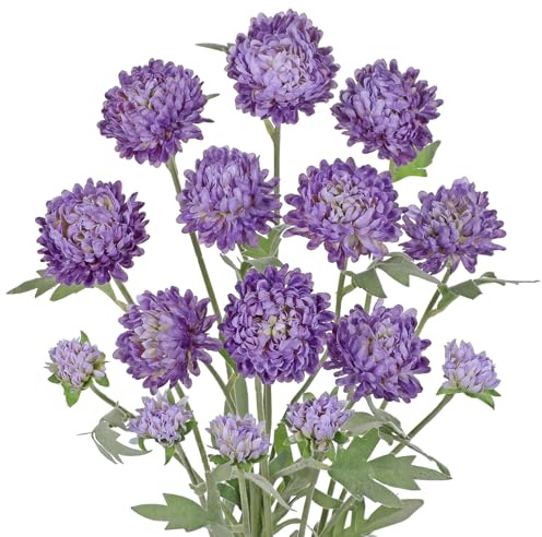 Arborus 5er-Set Chrysantheme Kunstblumen Lila 70CM Künstliche Blumen Zweige | Vase Deko Künstliche Blütenzweige Seiden Chrysantheme für Hausgarten Party Hochzeit Büro Äste und Zweige Deko