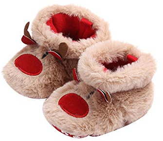 LSFYSZD Pantofole in pile peloso con zucca, per Halloween, per neonati, invernali, calde, in pile, stivali da neve