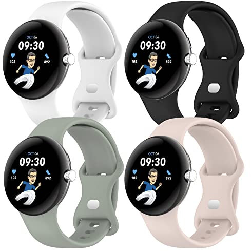 SOLOLUP 4 Stück Silikon Armbänder für Google Pixel Watch 3 Armband 45mm Damen Herren, Weiches Silicone Sport Band Einstellbar Wasserdichtes Uhrenarmband Ersatzarmband für Pixel Watch 3 Band,L
