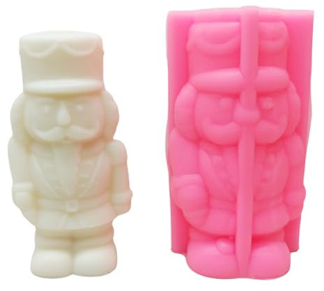 Ousidiman Moule en silicone compact en forme de soldat Casse-noisette de Noël en forme de soldat pour bougies parfumées