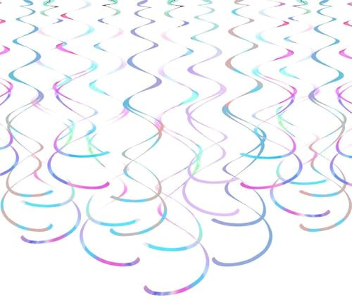 GAKA FAVOR 24 Stück Glitzer Transparente Regenbogen Spiralen Girlande Deko,Holographisch Wirbel Party Deko für Geburtstag, Hochzeit, Silvester oder Karneval