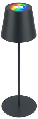 BRILONER - 3 in 1 RGBW LED Tischlampe kabellos IP44 mit Touch, stufenlos dimmbar, Akku & Lichtquelle tauschbar, Nachttischlampe, LED Lampe, Weinlampe, Flaschenlampe Aufsatz, 36x10,5 cm, Anthrazit
