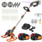 WeGofly Akku Rasentrimmer (21V 2x4.0Ah Akku und Ladegerät, Hilfsgleitrad, 90° Drehkopf, Verstellbarer Teleskop-Führungsholm, Includes 2 Types of Blades) freischneider ​akku（WEG21T）