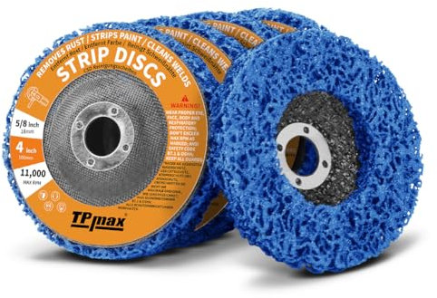 100mm x 16mm Stripping Discs for Rust and Paint Removal - Poly Abrasive Angle Grinder Wheels, 5-Pack (Blue)