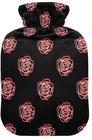 LI ZHI XIN Borsa dell'acqua calda in PVC con rivestimento in velluto 1L 2L modello piccolo medio rosa