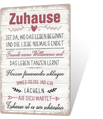 Putuo Decor Zuhause Blechschild – Vintage Metallschild mit Spruch, Heim Deko für Wohnzimmer, Flur, Geschenkidee, 30x20cm (Zuhause)