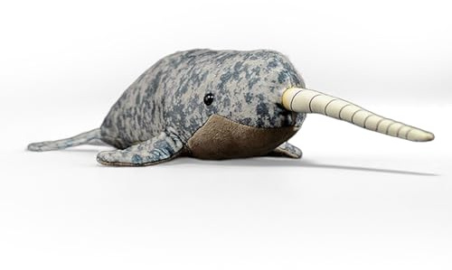 PuffPurrs Lebensechter Narwal Plüsch, Realistisches Monodon Monoceros Kuscheltier, Einzigartiges Arktisches Wal Geschenk, 15 Zoll