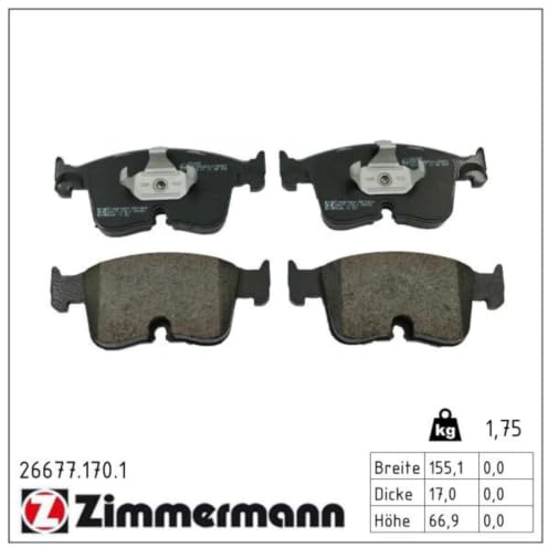ZIMMERMANN 26677.170.1 Bremsbelagsatz Bremsbeläge Vorne Foto entspricht Lieferumfang Kompatibel mit VW Golf VIII Schrägheck CD1