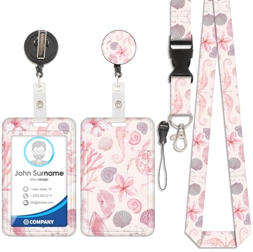 ID Badge Holder mit Lanyard, Modische Sliding Ausweishülle, Lanyard Kartenhalter mit Einziehbarem Clip, Kunststoffkoffer mit Abnehmbare Schnur, Vertikale Karte Schutz für Krankenschwester (Stil 4)