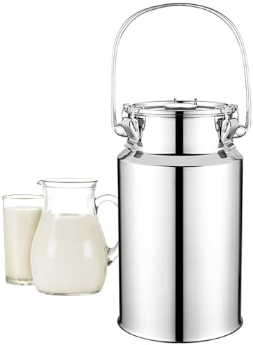 Adima Milch Transportkanne 201 Milch Transportkanne Mit DREI Verschlussclips Und Silikondichtung Molkerei Milch Kanne zum Transportieren oder zur Aufbewahrung,5L