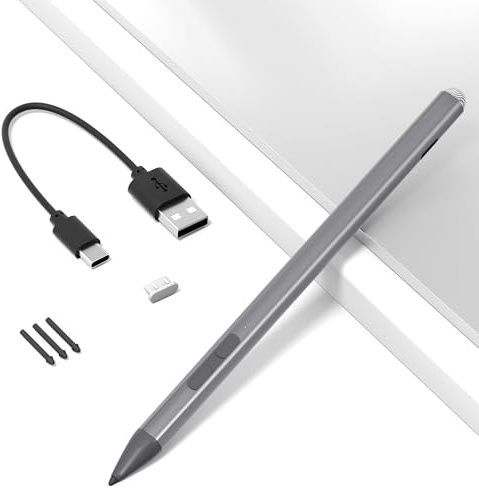 Penna Surface per Surface Pro 12/11/9/10/8/X/7/6/5/4/3, matita Surface Pro con punta di precisione, sensibilità all'inclinazione, stilo Surface Pro per Surface Go 3/Go 2/Book/Laptop 5 (grigio)