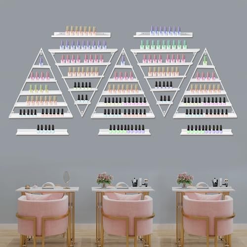 Organizador de esmalte de uñas, 6 unidades, metal, 5 niveles, soporte para esmalte de uñas, estante de almacenamiento para aceites esenciales, organizador de pared, estante de perfume, hasta 10 kg